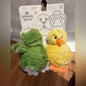 Giftable World  Set Of Animal Ball Chicken 10”  & Frog 8”Dog Toy With Squeaker .